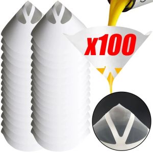 100Pcs Car Paint Spray Purifying Mesh Paper Straining Funnel / Disposable Lacquer Filter Conical Nylon Micron Paper Funnels Tools / Purifying Straining Cup Funnel