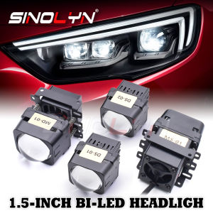 1 PC 1.5 inch Mini Driving Light Bi LED Projector Headlight Lens Square Hi/Lo Beam Matrix Combination Spotlight White Devil Eye Lamp 45W Conversion Car Motorcycle Accessories