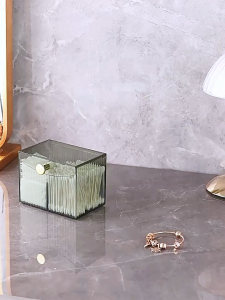 Flip Cover Style Transparent Dust-proof Cotton Swab Storage Box Home Desktop Lipstick And Makeup Cotton Organizer
