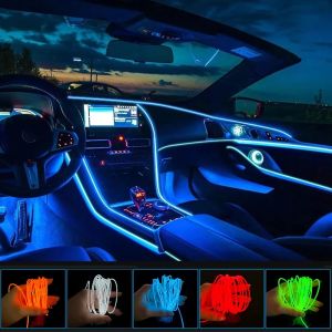 1/2/3/5M Car Interior Led Decorative Lamp EL Wiring Neon Strip Auto Flexible Ambient Light USB Halloween Party DIY Home Decor