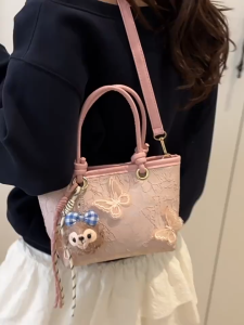 MOUSSON กระเป๋าถือสุภาพสตรีกระเป๋าถือลูกไม้หรูหราพร้อมกระเป๋าสะพายข้างแฟชั่นปักลายผีเสื้อ