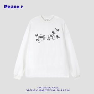 Áo Thun Dài Tay American Casual Dành Cho Nam Mùa Thu Mới Về Thiết Kế Chữ Butterfly in Họa Tiết Cotton Thoải Mái Thường Ngày