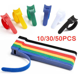 10-50pcs Cable Tie Self Adhesive Reusable Loop Hook Wrap Bundle Plastics Nylon Strap Organizer Self Clip Holder Cable Wire Ties