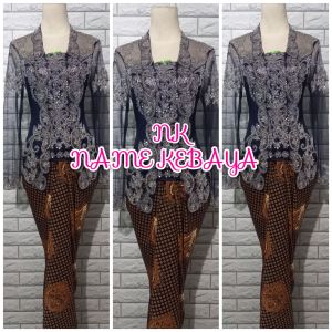 set kebaya pesta navy set kebaya wisuda kutubaru kebaya abge + longtorso dan rok
