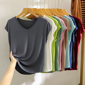 Modal Sleeveless V-Neck T-Shirt Casual Thin Outerwear Base Layer Shirt Loose Fit Summer Style Womens Premium Quality Top