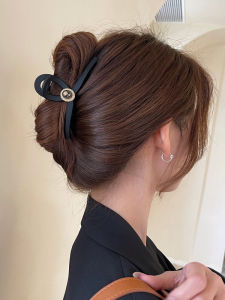 Elegant Black Large Hair Claw Womens Fashion Accessory Shark Tail Hair Clip Stylish Hair Grips for Autumn Winter Back of Head