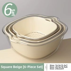 youqin | Double Layer Draining Basket for Fruits and Vegetables 8-piece Set