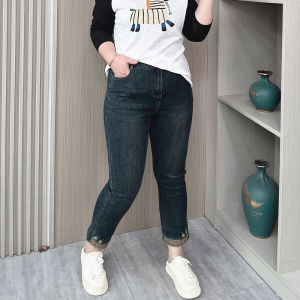 High Waist Slim Fit Straight Leg Denim Jeans Women plus Size Fashion Korean Style Commute Casual Nine Points Breadstick Pants