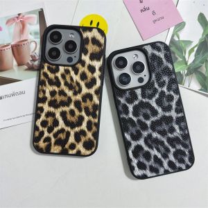 หรูหราเสือดาวพิมพ์รูปแบบหนังPUสําหรับiPhone 16 15 14 ฝาครอบโทรศัพท์ 15 14 13 12 11 Pro MAX HardกันกระแทกกลับFunda