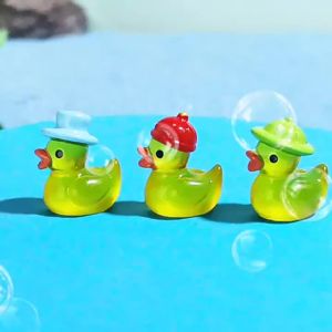 8PCS Mixed Mini Cool Duck Resin Figurines Micro Landscape Succulent Bonsai Fish Tank Decor Sunglasses Hat Crown Bow