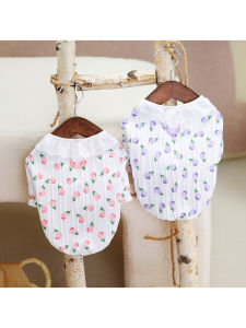Spring Summer Autumn Thin Tulip Shirt Dog Clothes for Small Dogs Anti Hair Shedding Teddy Cat Clothes Pet Supplies