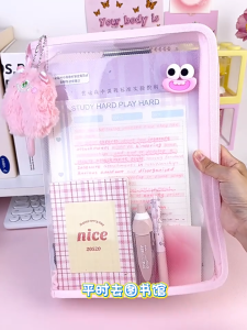 A4 file bag zipper transparent handbag student information storage bag students can put books