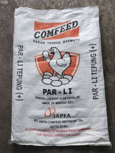 Karung Padi 50kg Tebal Bekas Pakan Ayam Cap Jago isi 10 lembar/ukuran 65x105cm