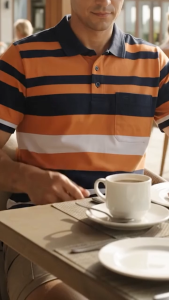 camel active Men Outdoor Casual Regular Fit Jacquard Polo Shirt - Navy Blue 9-280AW24STP1140