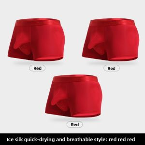 BEISHANHU | Mens Four Corners Ice Silk Quick-Dry Breathable Pouch Underwear Large Size