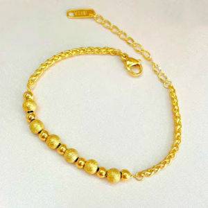 OYJR สร้อยข้อมือสแตนเลสหญิง ข้อมือลูกปัดทองชุบ 18k