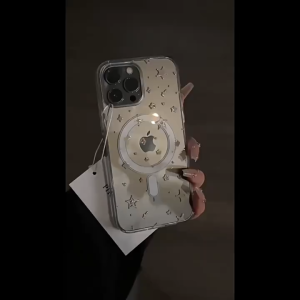 Full screen color star transparent magnetic case for iPhone 11 12 13 14 15 16 Pro Max Plus Acrylic magnetic hard cover for iPhone16 case casing