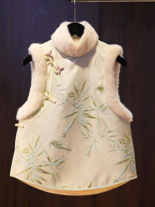 New Chinese Style Thickened Womens Cheongsam Jacket Autumn Winter Warm Year-End Celebration Traditional Costume Short Cheongsam