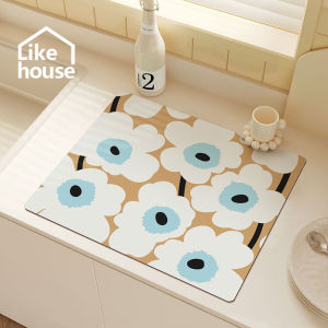 แผ่นรองระบายน้ำในห้องครัวดีไซน์เนอร์จากฟินแลนด์แผ่นรองซับน้ำสำหรับโต๊ะอาหารโต๊ะน้ำชาแผ่นรองแก้วระบายน้ำสำหรับเครื่องชงกาแฟเคาน์เตอร์บาร์กันลวกไม่ต้องซัก