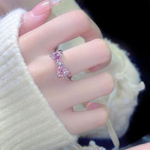 Coinna Moissanite Bow Knot Open Mouth Ring Sweet Romantic Women Ring Delicate Advanced Sense Ring