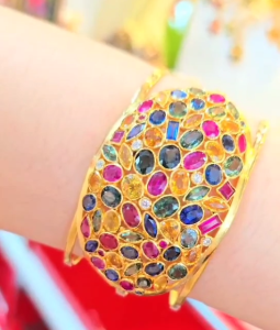 สร้อยข้อมือพลอยหลากสี (Multi-Color Gemstone) ทองคำแท้ 90% ประดับ เพชรแท้ เพชรธรรมชาติ กำไลแฟชั่นจิวเวลรี่