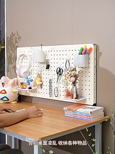 Desktop Storage Shelf Pegboard Nail Free Within White Desk Shelf