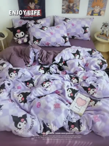 Best Seller Choice Purple Kuromi Bedsheet🎁Perfect for Kids Bedroom Decoration🛏Easy Care - Machine Washable