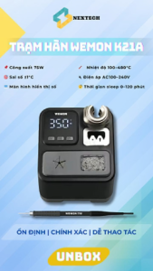 Trạm hàn WEMON K21A nhiệt nhanh lên đến 350°C chỉ trong 2 giây chế độ ngủ tự động kèm mỏ hàn T210 công suất cao