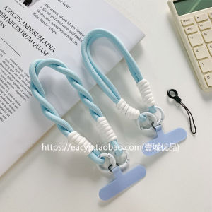 Fresh Blue Mobile Phone Lanyard Short Satchel Clip Mobile Phone Charm Trendy Gasket Pendant Wrist Drop-Resistant Anti-Separation Rope