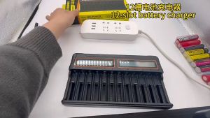 PUANTES 12-slot LCD universal charger is matched with 1.2V-3.7VAA/AAA/18650/18500/16340/14500 for single charge.