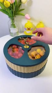 Khay Đựng Mứt Tết 2026 - Khay mứt HƯƠU Vàng sang trọng 2 tầng xoay 360 độ phong cách châu Âu - Hộp đựng mứt HƯƠU Vàng