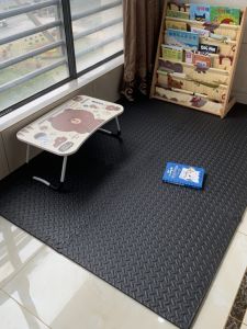 Thickened Foam Floor Mat Fitness Home Use Living Room Jump Rope Soundproof Mat Black Exercise Pad Gym Home Decor Rug