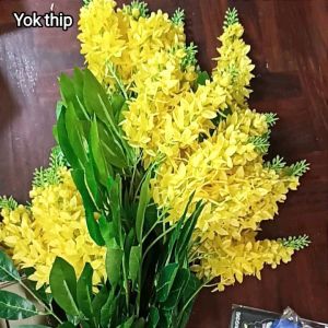 ดอกคูณ พร้อมใบ ((💥6ก้าน มี 36ยวง) ดอกไม้ประดิษฐ์ ดอกไม้พลาสติก สวยงามมาก จัดตกแต่งต้นไม้ ตกแต่งในงานพิธีต่างๆ จัดสวน งานฝีมือ