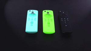 [2 Pack ] Firestick Remote Cover Case Silicone Remote Cover Case Compatible with 4K Firetv Stick Firetv Remote Cover Case Shockproof Firetv Remote Cover (Green Glow& Sky Blue Not Glow)