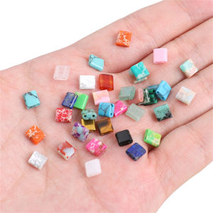 10pcs 5x5mm Rectangle Double Hole TILA Stone Beads Loose Spacer Beads For Handmade Bracelet Necklace Earring Keychain DIY Craft Jewelry Making Accessories