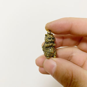 Bronze Tiger Pendant Backpack Decorative Charm Retro Lucky Tiger Year Bag Accessory Trendy Woven Strap Creative Gift Keychain