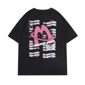 Oversize Cotton T-Shirt Womens Loose Short Sleeve round Neck Printed Casual Summer Top Sweet Cool Style Pinksoftsister