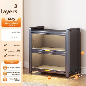 Dustproof Storage Cabinet Glass Door Bookshelf Wall-mounted Display Shelf