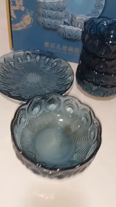 6pcs Blue Peacock Design Dinnerware/Plate & Bowl