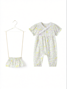 Purcotton | Spring Summer Baby Clothes Probiotic Muslin Short Sleeve Jumpsuit