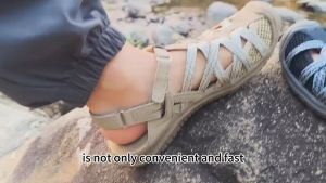 GRITION รองเท้าแตะผู้หญิงทรายออกแบบคัตเอาท์รองเท้าแตะกลางแจ้งมันเป็นเรื่องง่าย ที่จะใส่รองเท้าแตะ