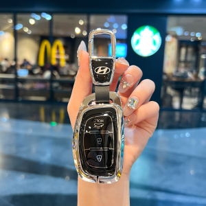 Fashion Style Gradient Color Zinc Alloy TPU Smart Keyless Car Key Fob Case Cover Holder Chain Buttons Remote Shell Protector Keychain For Hyundai Elantra Avante Tucson Accent Kona Grand i10 i20 i30 N i40 Venue