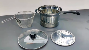 LD-C1316 Panci Deep Fryer 4IN1 Stainless Steel Saringan Kentang Aneka Masakan Serbaguna / Panci Set