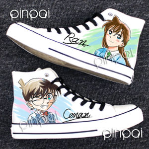 รองเท้าผ้าใบหุ้มข้อสูง ลายการ์ตูน วาดด้วยมือ ร่วมงานกับ KID ฤดูใบไม้ร่วง 2025 รองเท้าผู้ชายผู้หญิง สไตล์นักเรียน รองเท้าแฟชั่น สวมใส่สบาย