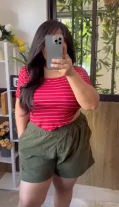 High waist corduroy plus size Rosan short women panlakad with two side pocket for Medium 2XL 5XL - CP