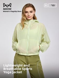 miiow | Thin Sporty Yoga Jacket For Women With Hood Short Outerwear Catman MiiOW Nylon Polyester Zipper Closure Summer New Arrival
