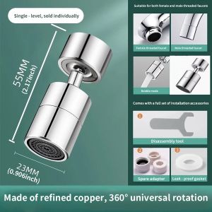 360° Rotary Kitchen Faucet Spray Head Filter washbasin Splash proof Adapter 2 Mode adjustable Kitchen Sink Faucet Aerator