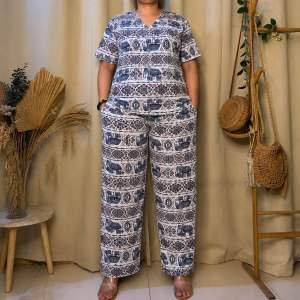 XL TO 2XL FANNY TERNO PANTS V NECK WITH 2 SIDE POCKET