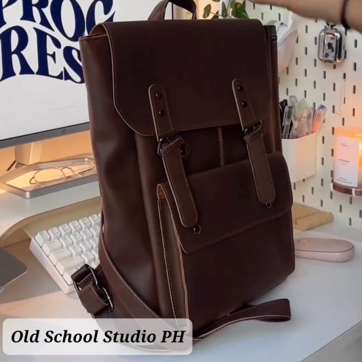 Adler Backpack by Old School Studio Leather Backpack Laptop Bag