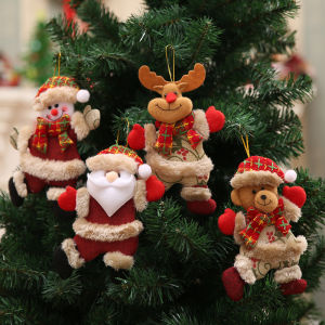 LYZRC Christmas Tree Accessories Christmas Doll Dancing Old Man Snowman Deer Bear Cloth Doll Pendant Gift